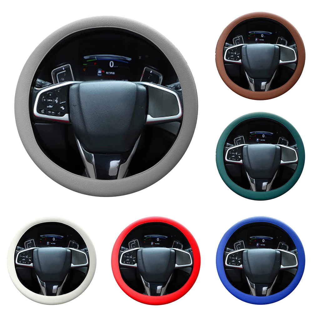 Auto Car Silicone Steering Wheel Cover Non-Slip Thin Grip Grey For 33cm-42cm (13inch-16.5 Inch) Steering Covers Car Accessories