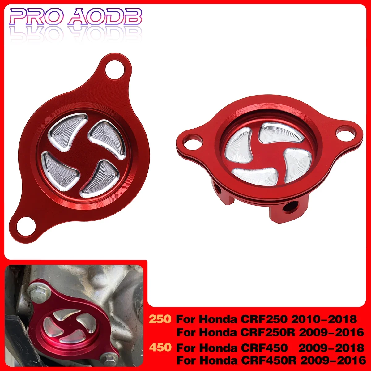 Motorcycle CNC Aluminum Engine Red Oil Filter Cap Cover For Honda CRF250 2010-2018 CRF 250R CRF450R 2009-2016 CRF450 2009-2018