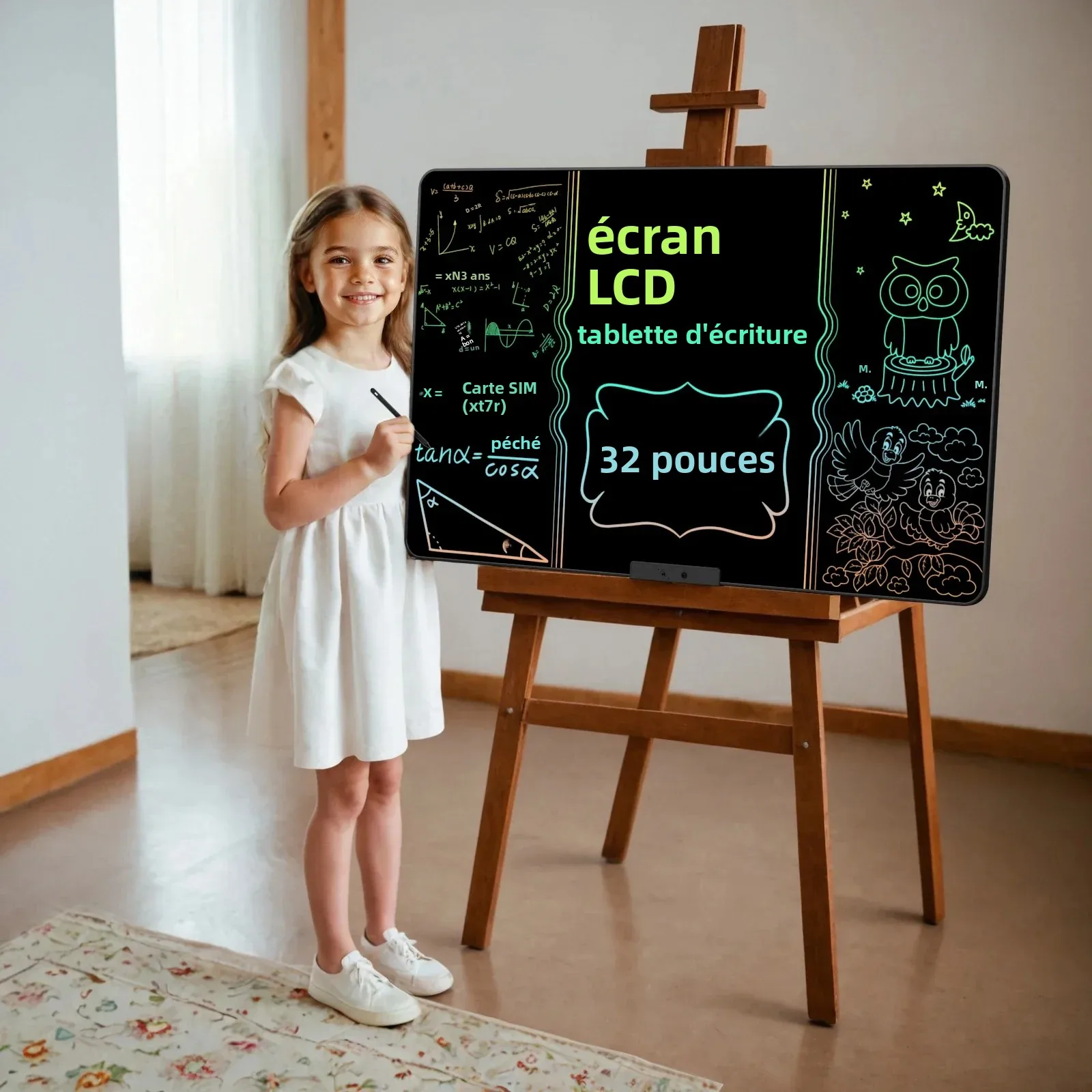 Tablette d'écriture LCD Rechargeable de 32 pouces/20 pouces, tablette à dessin de grande taille, planche à gribouiller avec écran coloré pour le soin des yeux, jouet pour enfant