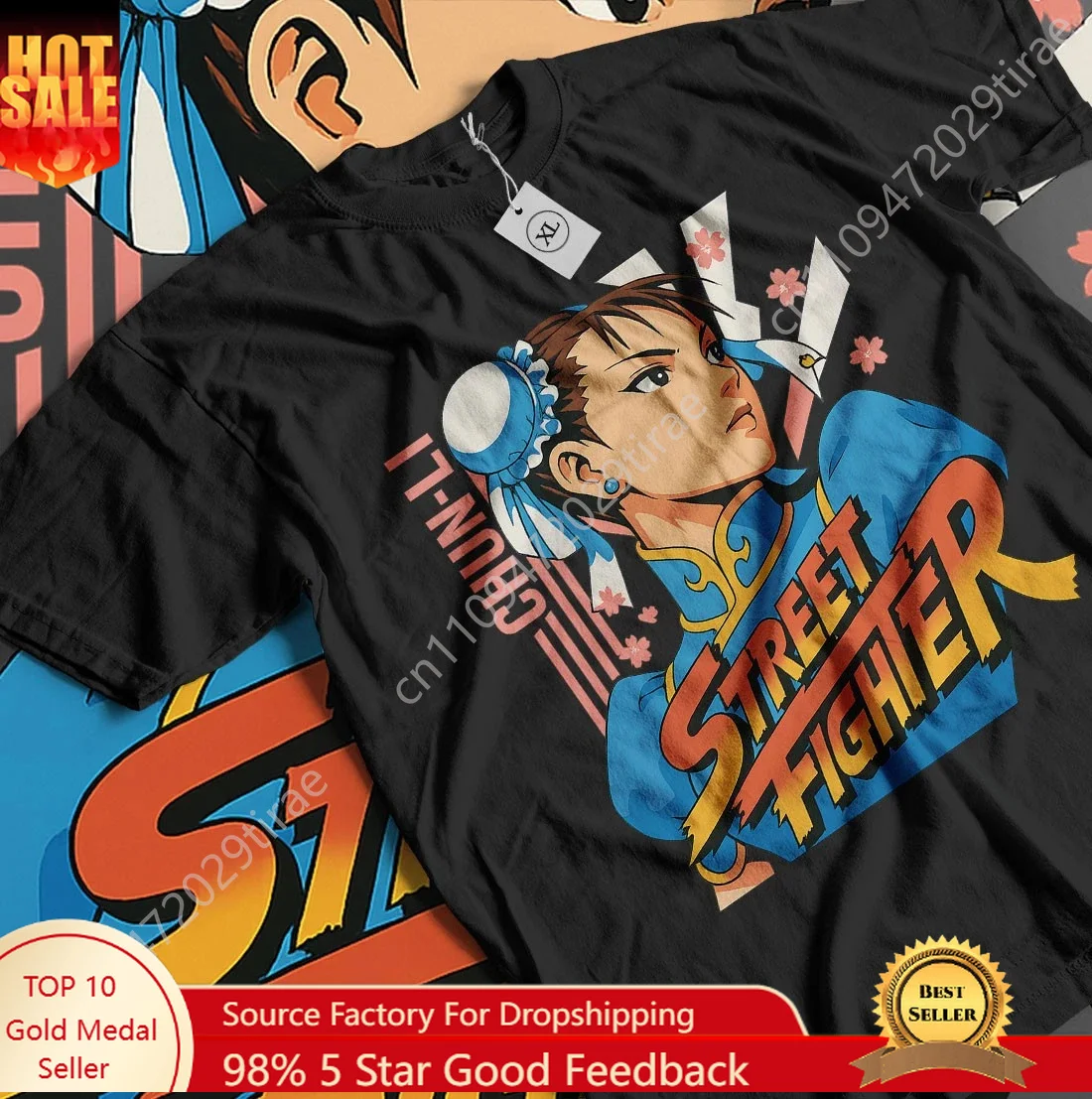 

Chunli T-shirt Street Fighter Vs. King of Fighters SNK Anime Gift Shirt for Men and Women Summer Cotton Loose Fashion Top