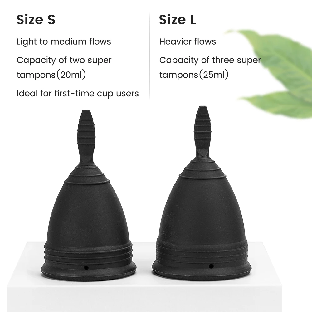 Lady Period Cup Reusable Menstrual Medical Grade Silicone Black Menstrual Cup Upgraded Menstrual Cup Silicone Feminine Hygiene