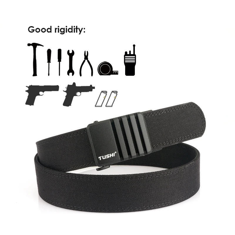 Vatlty cinto tático militar rígido para homens, fivela automática de metal, resistente, nylon, casual, cinto rígido, calças, masculino