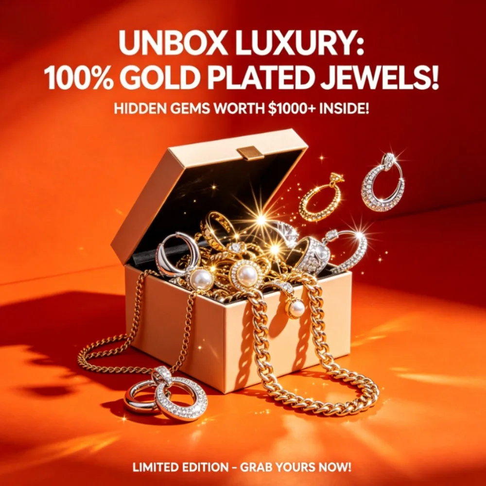 Discontinued Limited Edition Jewelry Mystery Box Random Designer Vintage Gold Plated Jewelry Insane Lucky Surprise Blind