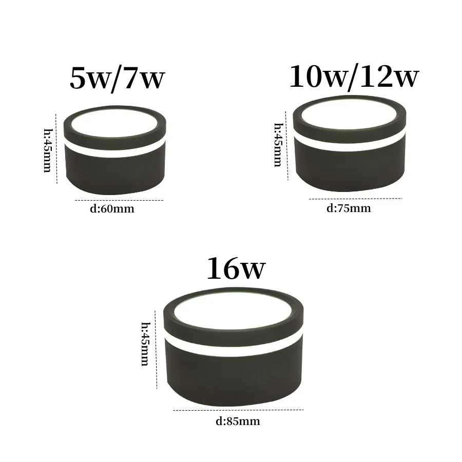 Dimmable LED Downlights 5W 7W 10W1 2W 16WCOB LED Teto Spot Lights AC110-220V Sem abertura Lâmpadas de teto Cilindro LED Wall Lamp