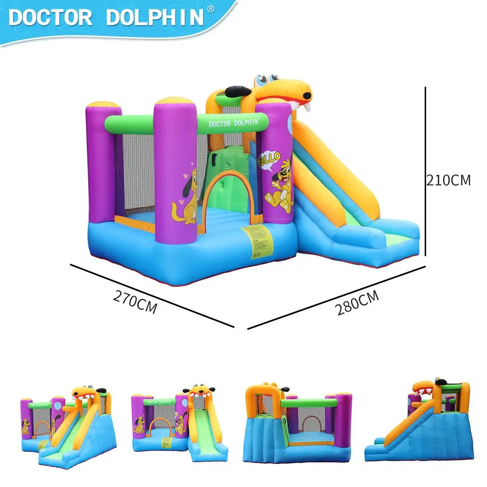 Oxford Fabric Dog Inflatable Bounce House Jumping Castle with Slide and 450W Air Blower 420D and 840D