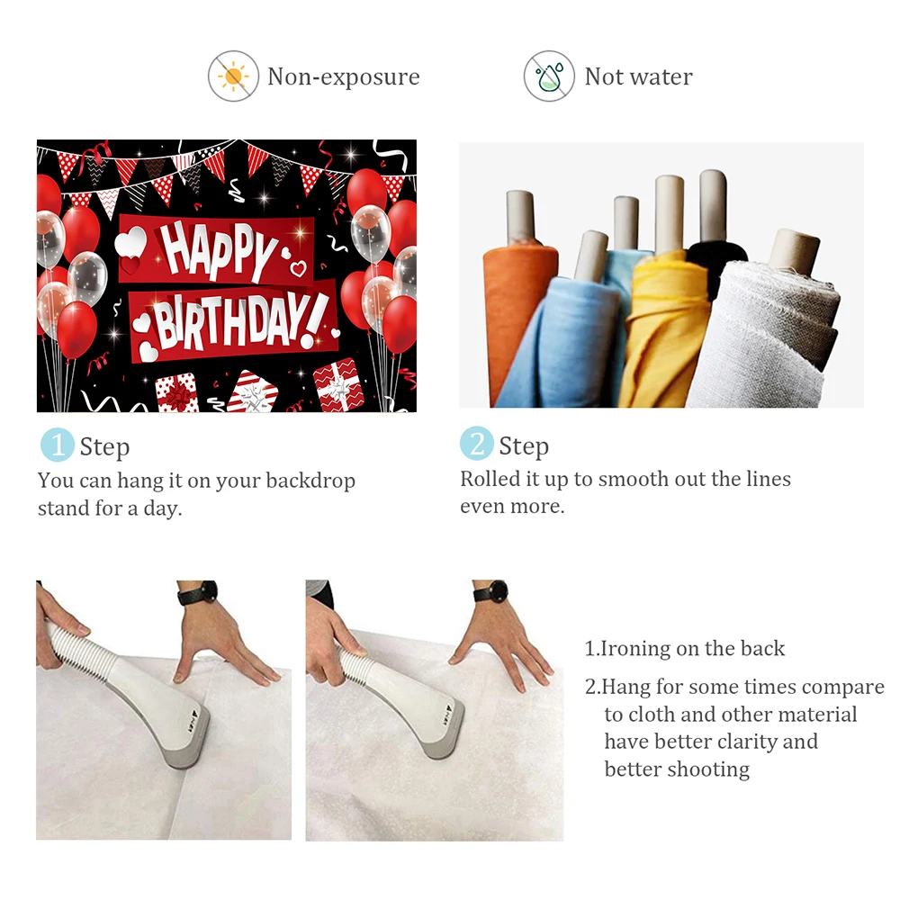 Red and Black Balloon Birthday Background 18 30 40 50th Birthday Party Decoration Banner Women and Men Photography Background