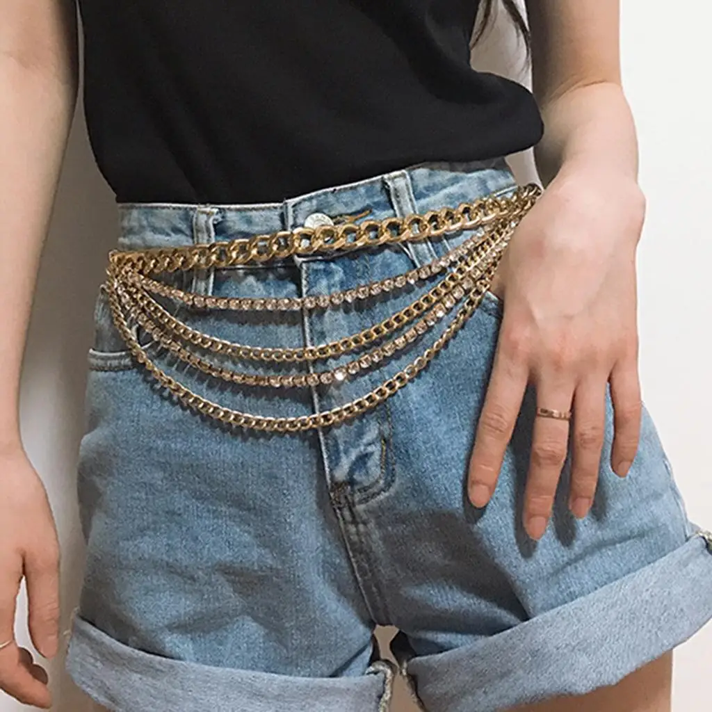 

Jeans Pant Chain Belt Hip Hop Chain Metal Men Women Multi Layer Keychain