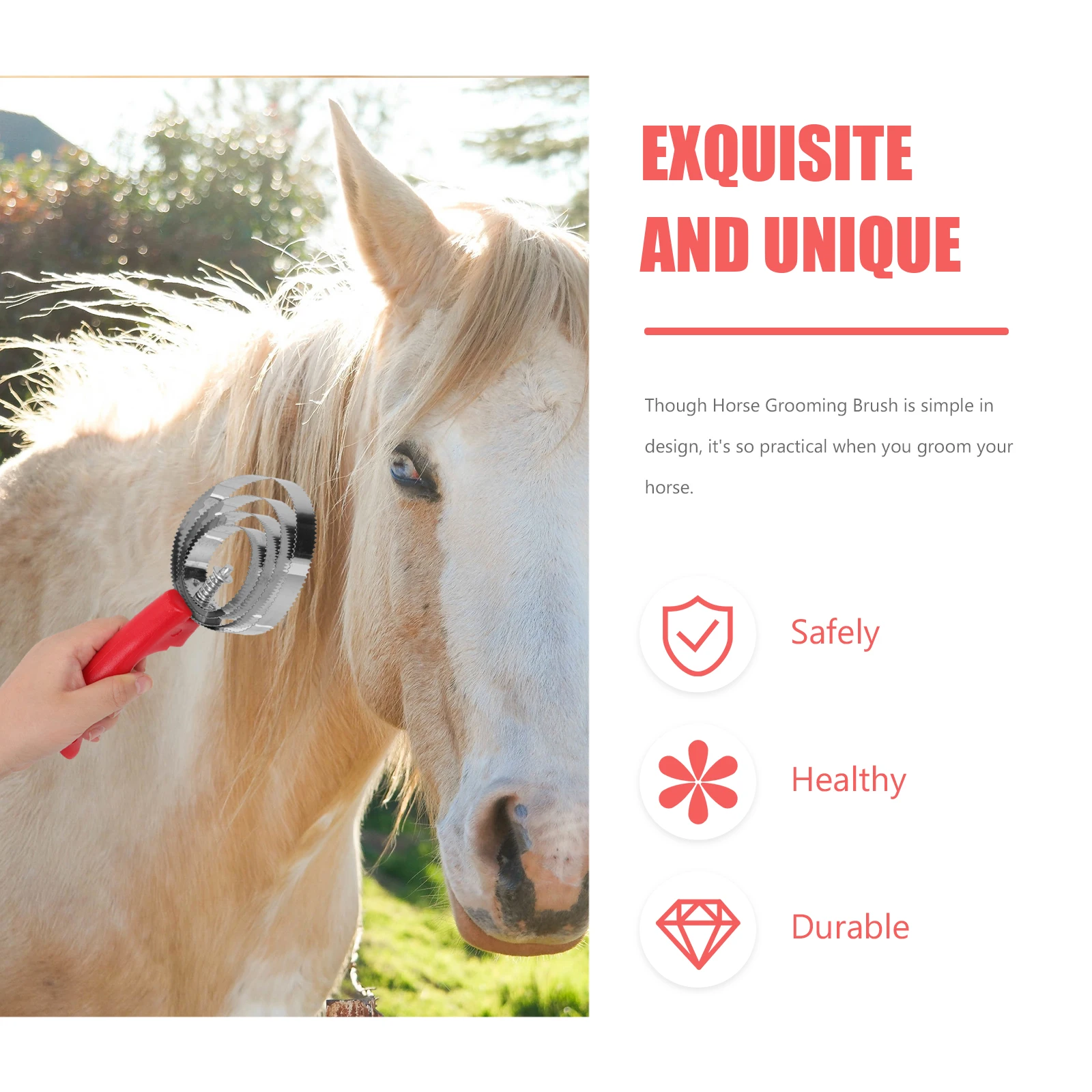 2 قطعة فرشاة شعر الحصان المعدنية التهيأ مكشطة سهلة التثبيت يزيل الطين تساقط الشعر الماشية تنظيف فرشاة الحصان تنظيف مشط #4