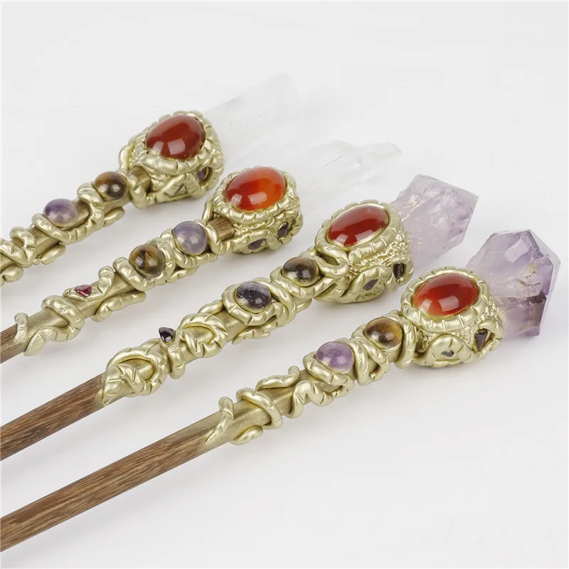 

WT-G329 Creative Natural White Crystal Column Amethyst Column Magic Wand personality play religious artifacts scepter ornaments