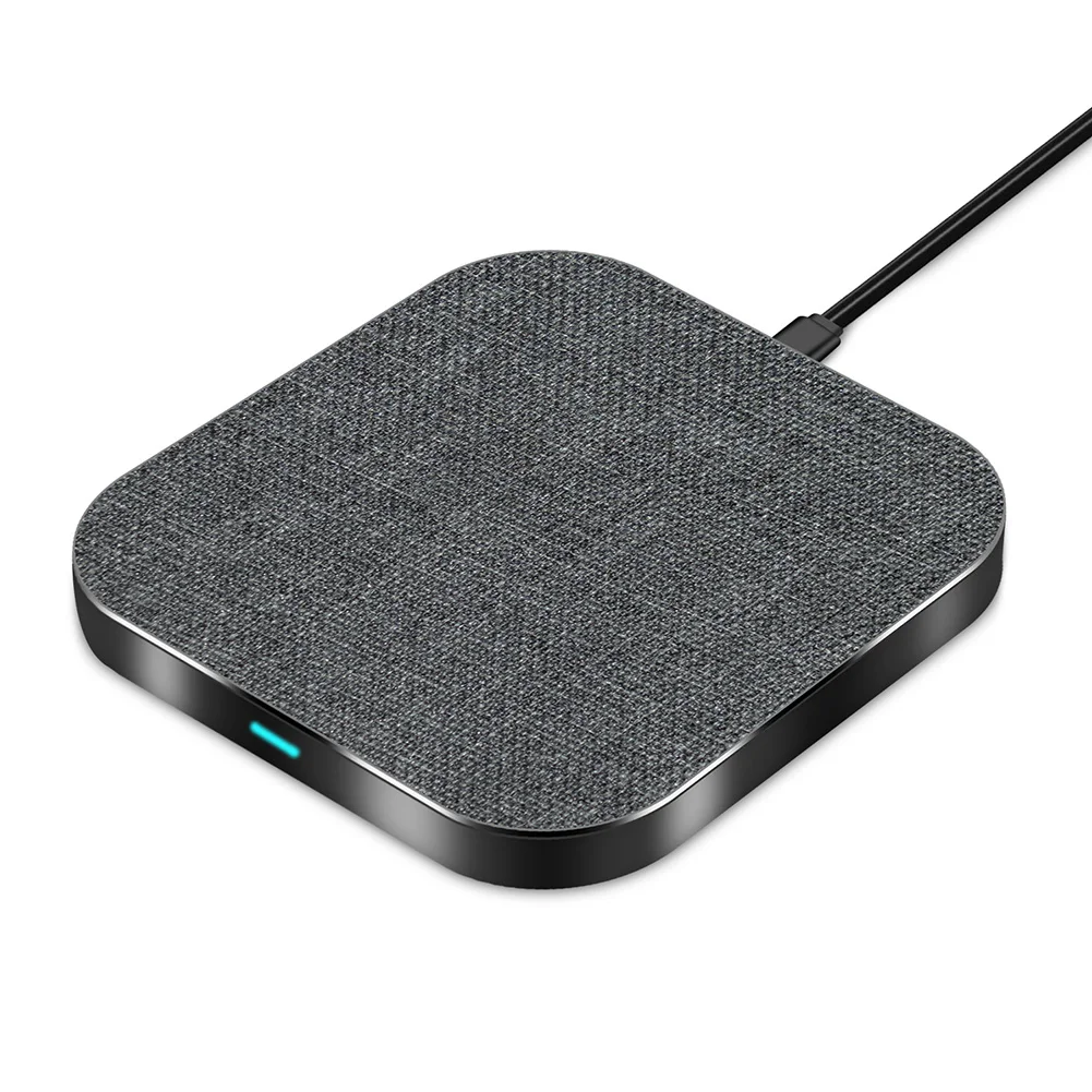 

Disc Wireless Charger Grey Fabric Top Charges All Qi Enabled Devices Universal