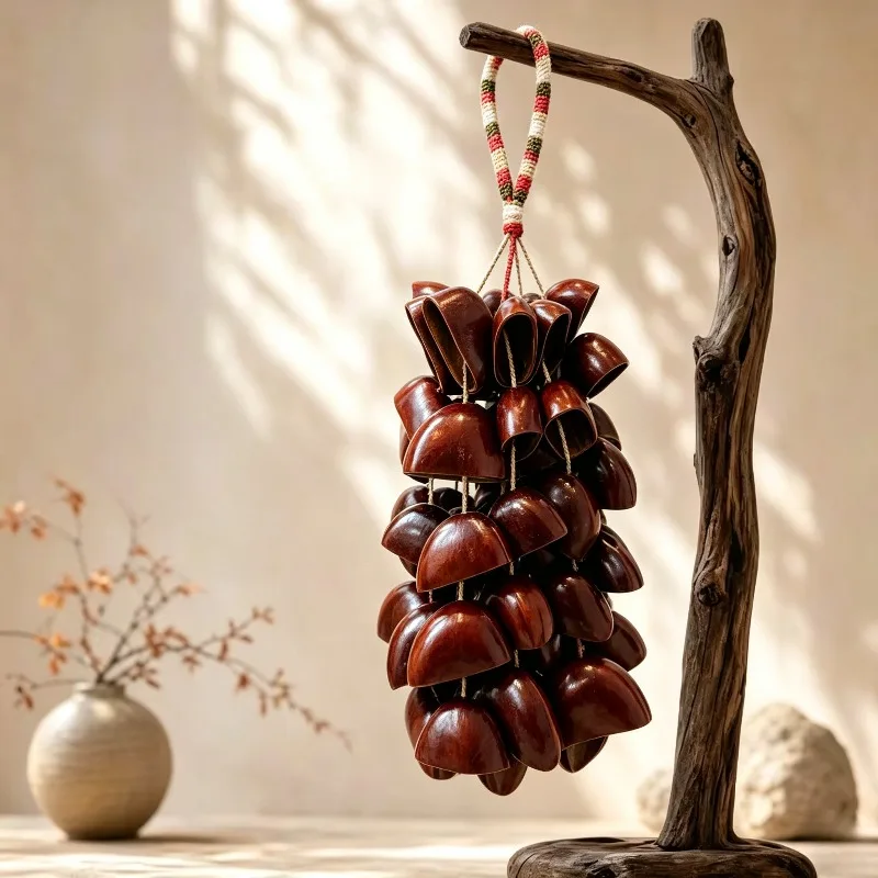 Meditation Bell Outdoor Wind Chime Yoga Sound Healing Natural Fruit Shell Juju Bells Handheld Mindfulness Musical Instruments
