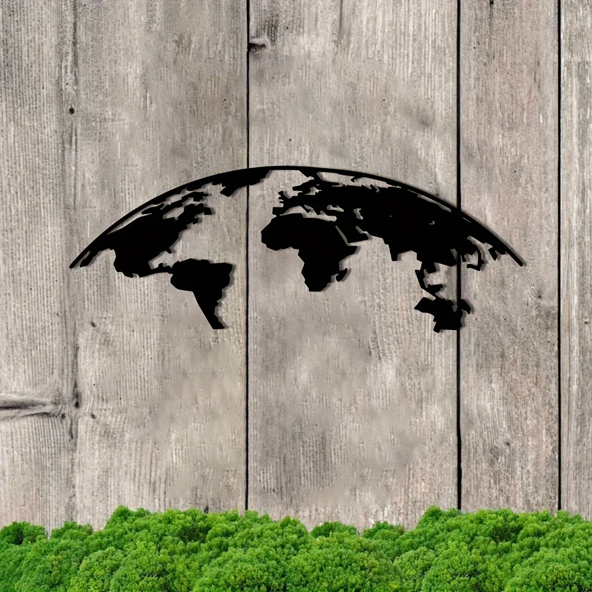 Fashionable World Map Metal Wall Art, 39.98X 14.68cm - Decorative Global Landmark Sculpture for Home, Garden or Balcony - Perfect for Housewarming, Weddings, Mother's Day, Easter, Christmas Gifts, and Decorative Art Pieces |   Durable Metal Wall Sculpture