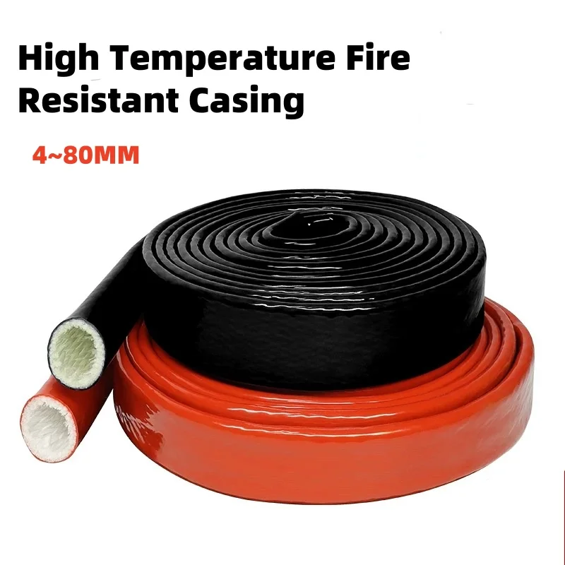 High Temperature Resistant Fiberglass Tube Silicone Resin Coated Glass Fiber Braided Fireproof Sleeve Fire Retardant Casing Pipe