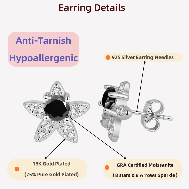 

LAMVOICE gift for daughte, 0.6 carat moissanite needles, needles for women,925 sterling silver needles, Valentine’s Day