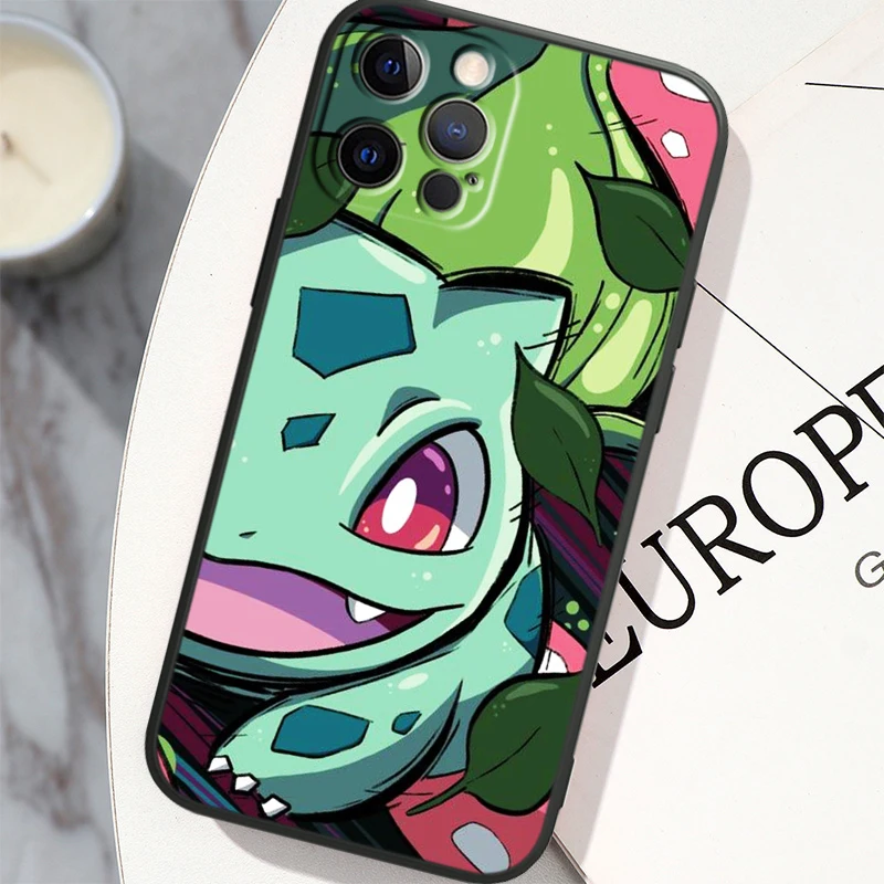 Pokemon Bulbasaur Anime For Apple iPhone 14 13 12 11 X XS XR 8 7 6 Pro Plus Max Mini 5 SE Black Phone Case