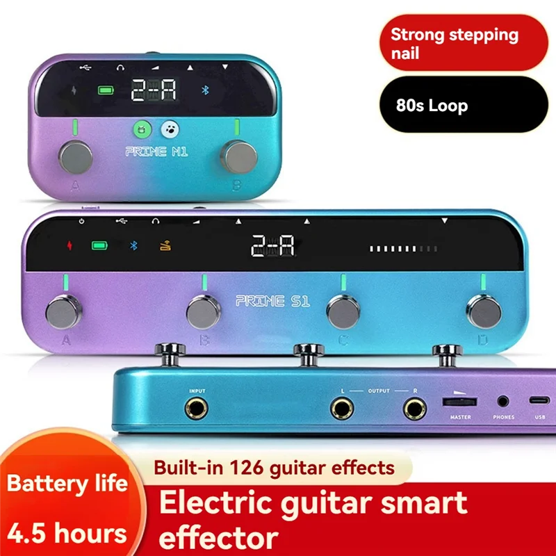 دواسة جيتار سهلة الاستخدام لمؤثرات PRIMES1 M1 مع 149 تأثيرات جيتار موالف آلة الطبل يدعم الخليط المدمج بلوتوث #2
