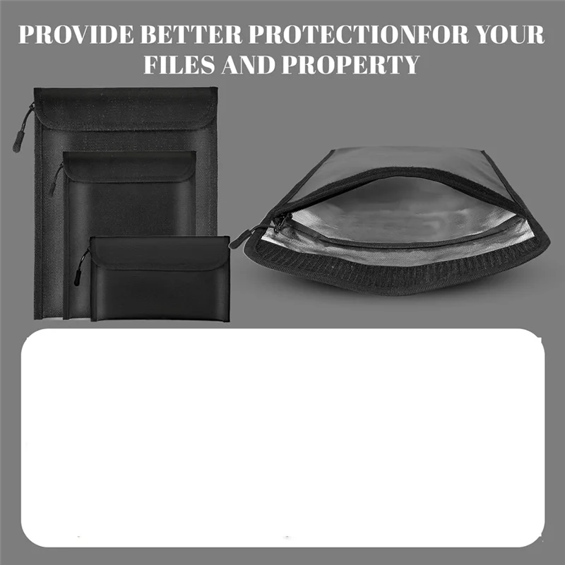 High Quality-Fireproof Waterproof Document Bag 2000℉ 3Pack Fireproof Bags For Cash/Documents With Locking Zipper Waterproof Mone
