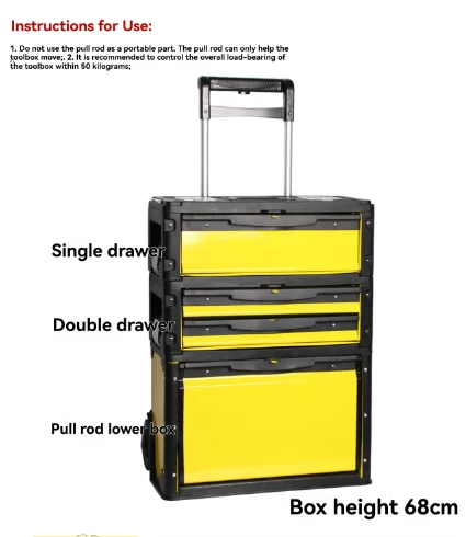 New Three-layer Tie Rod Toolbox Multifunctional Combined Tie Rod Hardware Toolbox Movable Hardware Tool Cart with Wheels