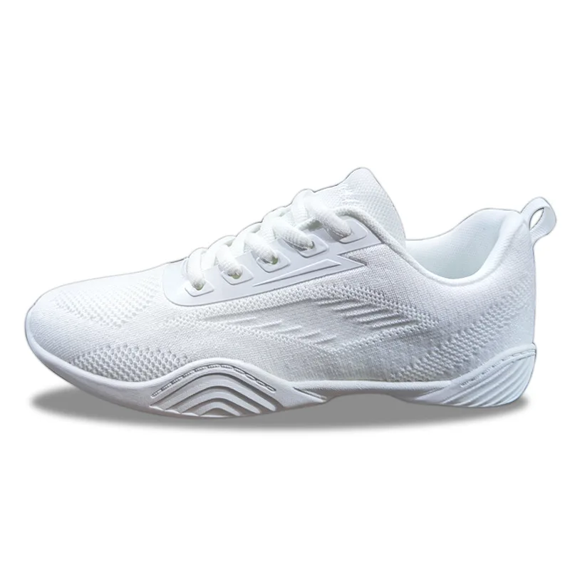 Zapatos de atletismo blancos de cuero suave ligero para mujer, zapatillas de Baile aeróbico para gimnasio, zapatos de entrenamiento de animadoras para niñas