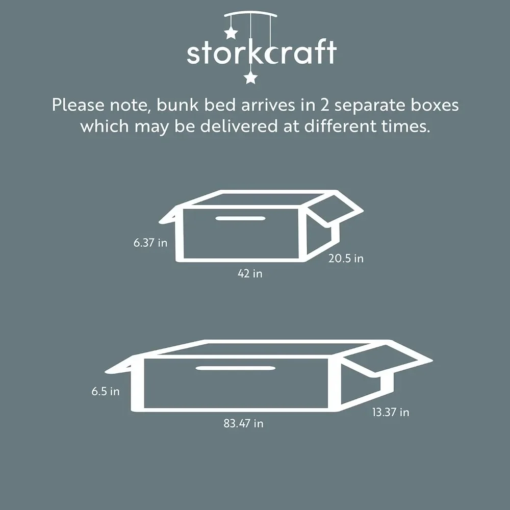 Storkcraft Caribou Twin-over-Twin Bunk Bed (White) – GREENGUARD Gold Certified, Converts to 2 individual twin beds