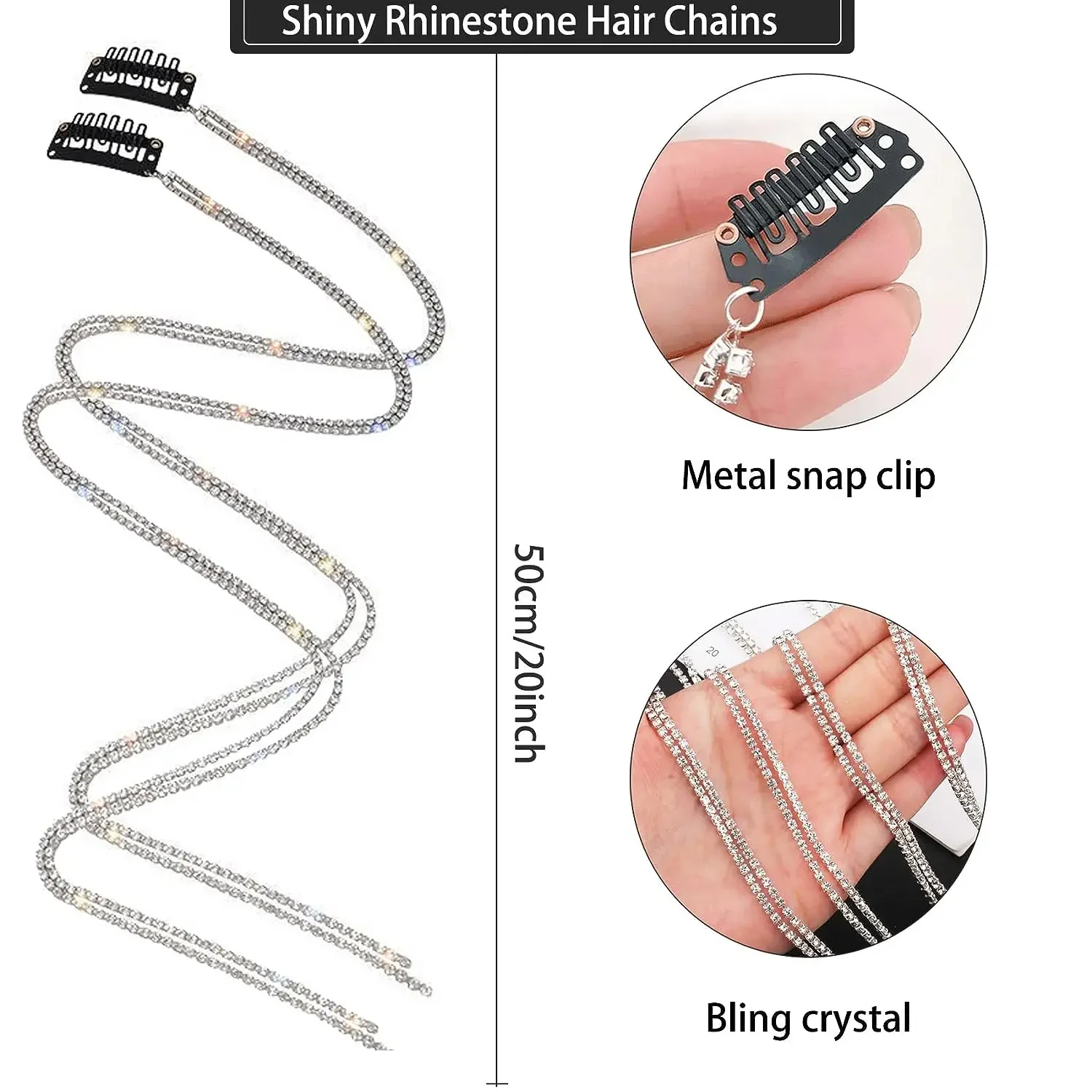 Luxury Bling Long Rhinestones Hair Chains Clip Punk Tassel Hairpin for Women Girl Head Chain Wedding Party Hair Accessories image 6