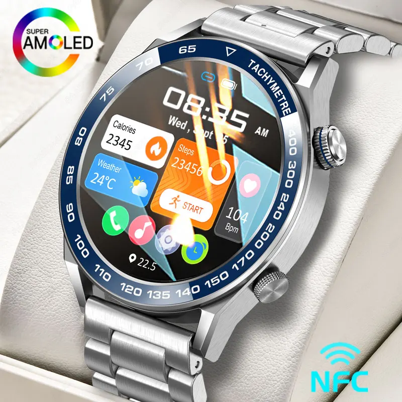 

NEW AMOLED Smart Watch Men NFC Bluetooth Call 107+ Sport Mode Blood Pressure Monitor Smartwatch IP67 Waterproof Fitness Tracker