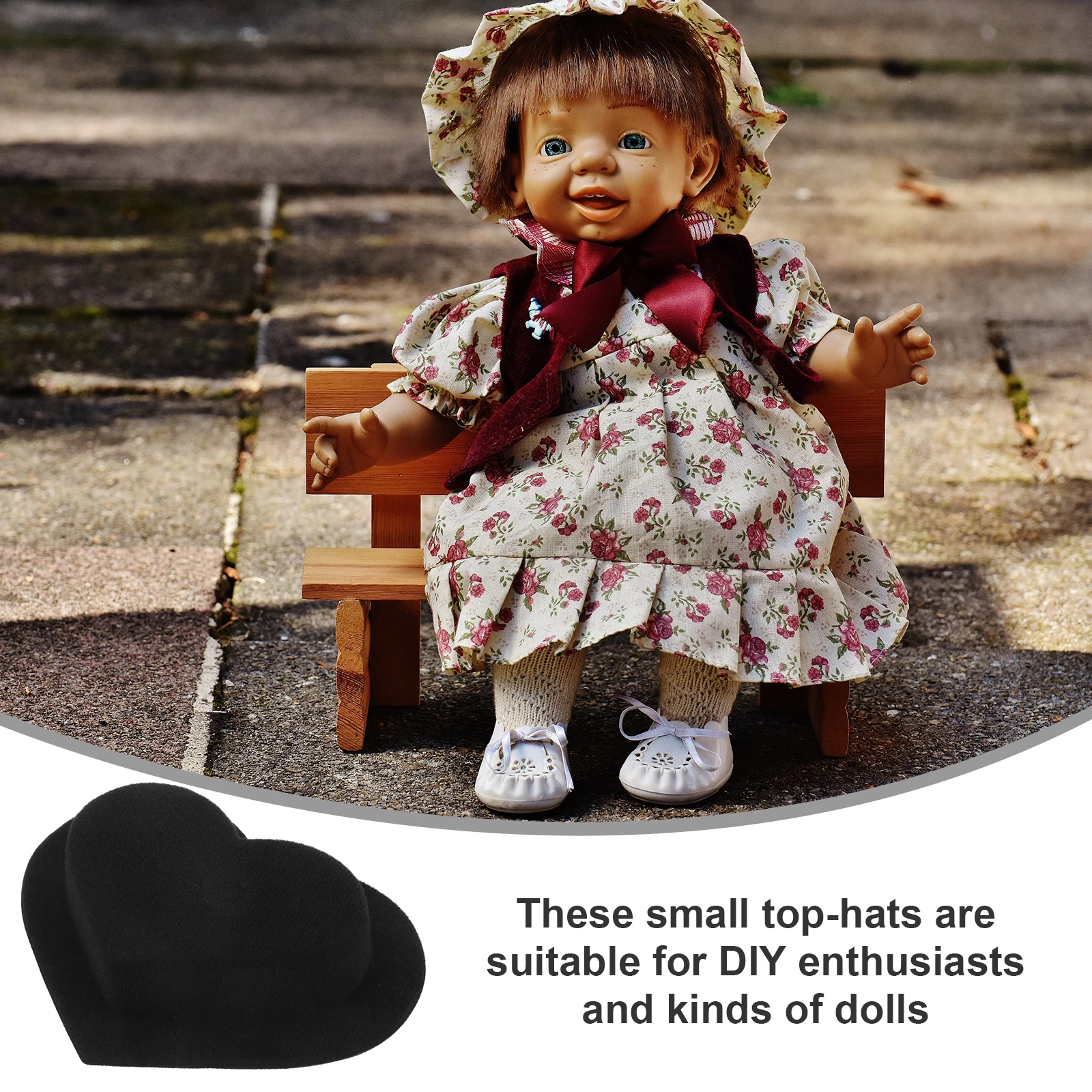 

Heart Shape Wide Brim Fabric Mini Top Hat Small Top Hat for DIY Accessories Lovely Miniature Hats Decorative Mini Hats
