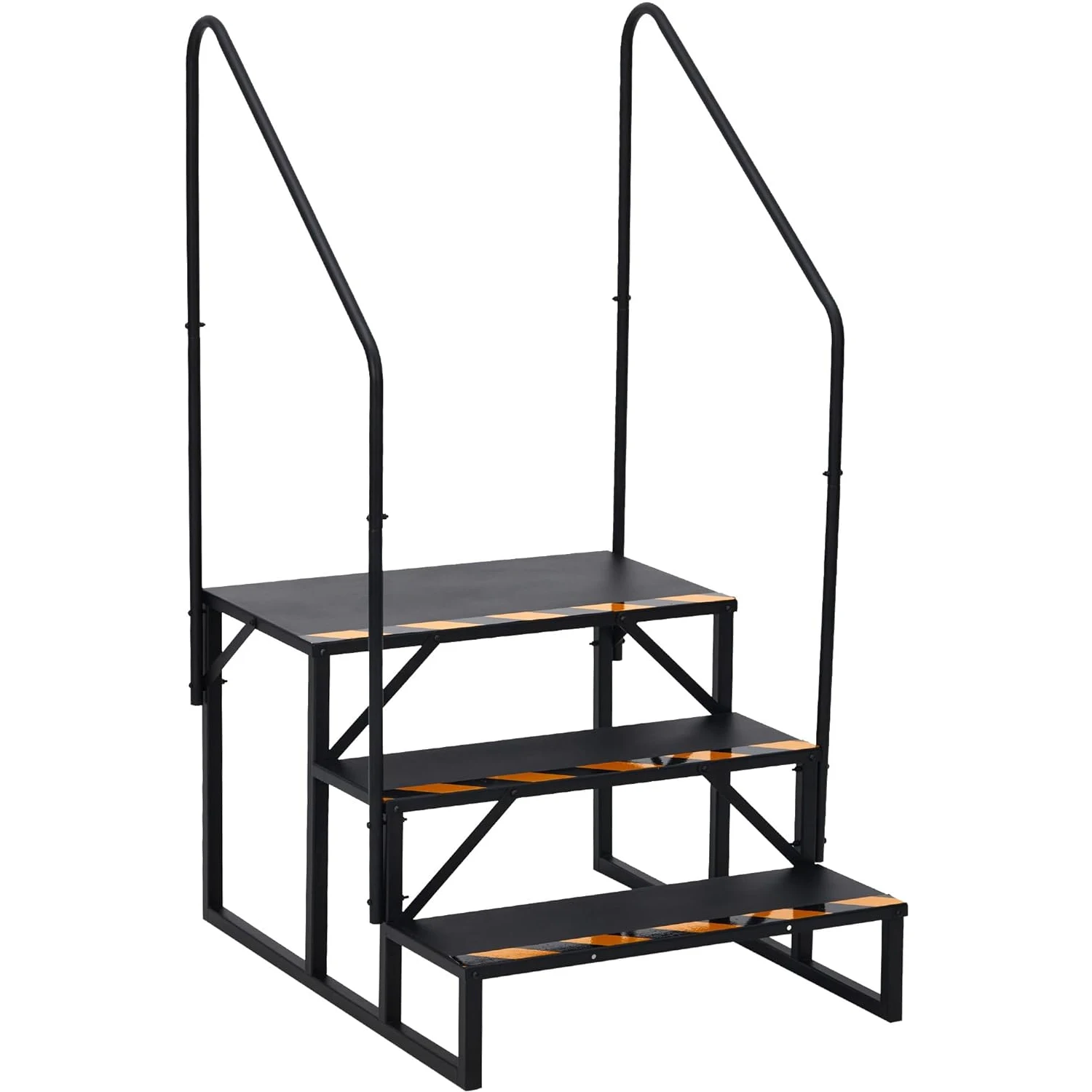 

RV Steps with Dual Handrail, Portable Outdoor Stairs 600lbs Capacity, 3 Step Portable RV Ladder, Heavy-Duty Mobile Camper Steps for 5th Wheel, Travel Trailer, Camper