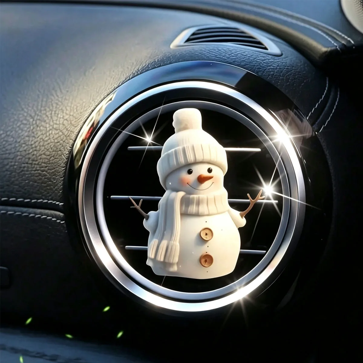 Christmas Snowman Acrylic Car Vent Clip with Scent Chip, Limited Edition Holiday Decoration, Adds Festive Atmosphere
