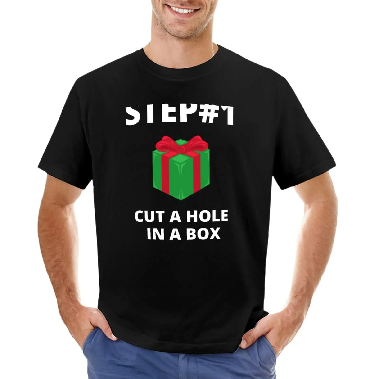 

Step #1 Cut A Hole In A Box T-Shirt blacks plus sizes summer tops heavyweight t shirts for men
