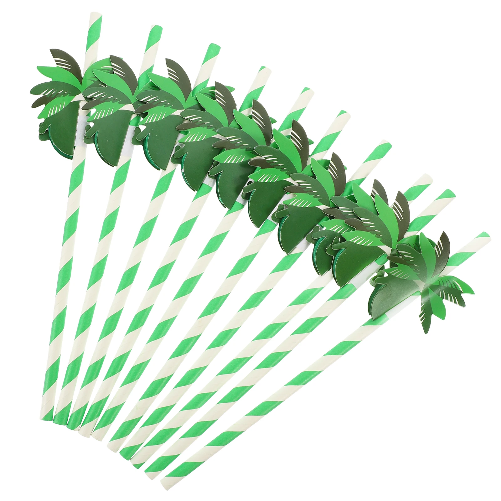 

50pcs Coconut Paper Straws Jungle Theme Party Supplies Disposable Drinking Straws for Coffee Hawaiian Tropical Travel Cocktail