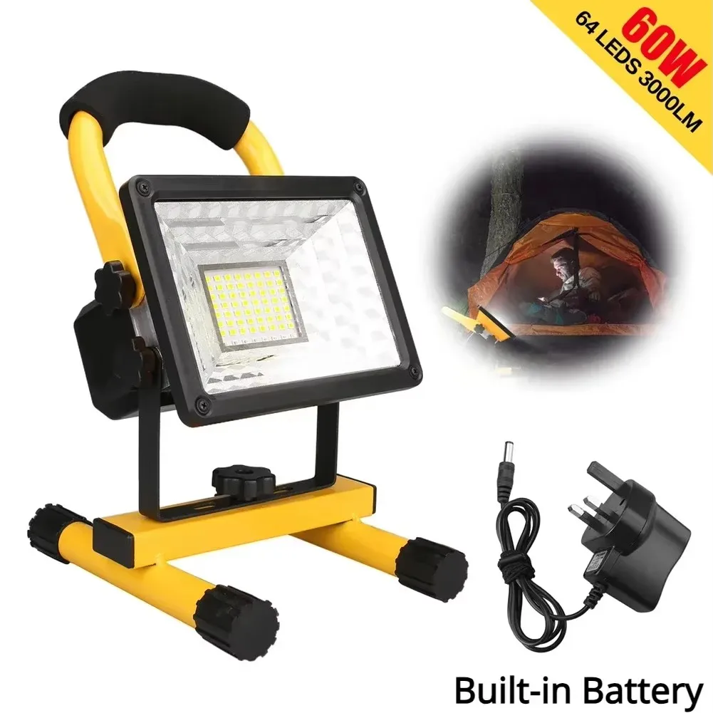 30W/60W LED Portable Rechargeable Floodlight Waterproof Spotlight Battery Powered Searchlight Outdoor Work Lamp Camping Lantern