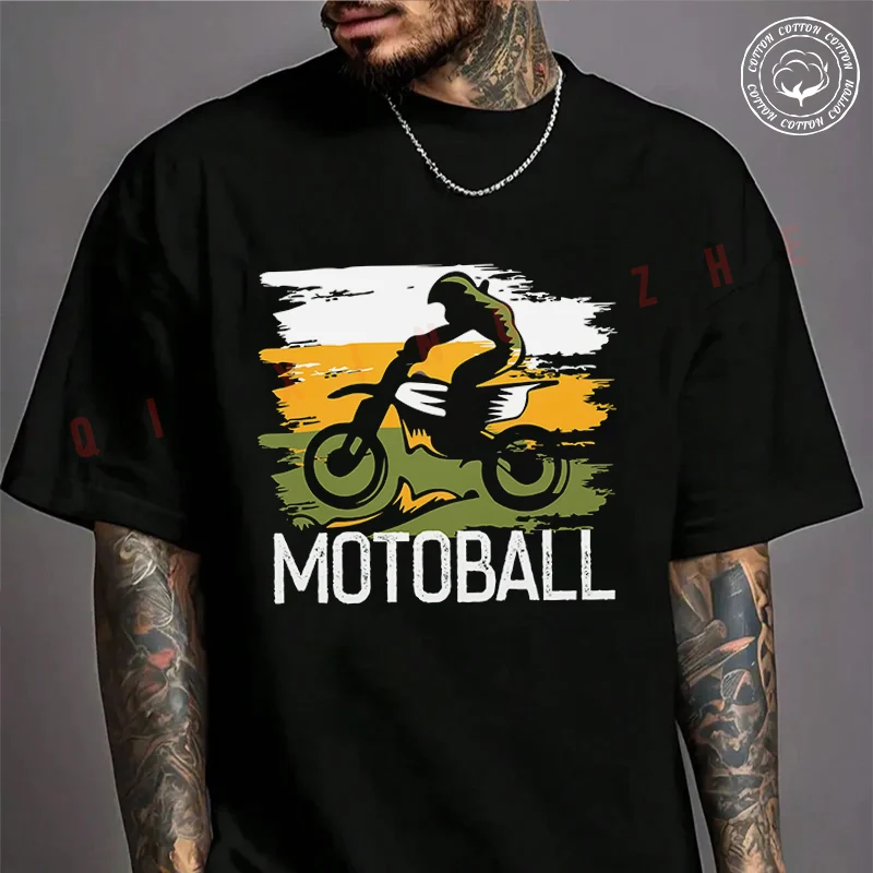 

2026 Men T Shirt Casual Motoball Biker Funny Design Motorcycle T-shirt Graphic Cotton Motorbike Biker Cafe Racer Chopper Tee