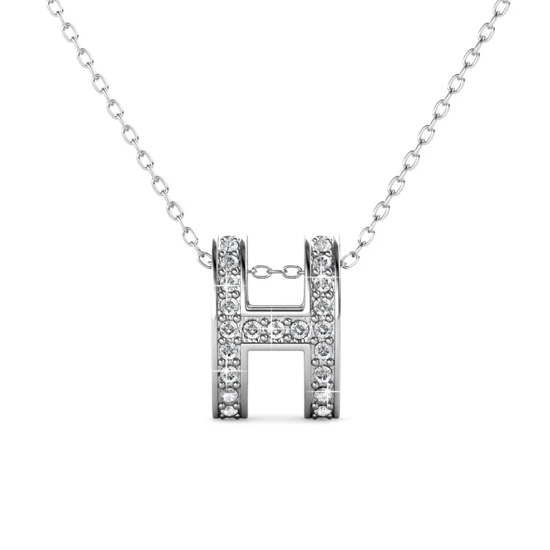 

Daisini 925 Sterling Silver Swarovski Crystals Letter H Word Pendant Necklace for Women Couple Party Birthday Fine Jewelry