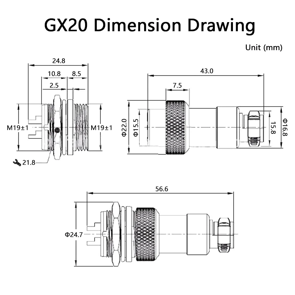 5set GX20-2/3/4/5/6/7/8/9/10/12/14/15 core/pin GX-20 M20 aviation socket aviation plug socket connector