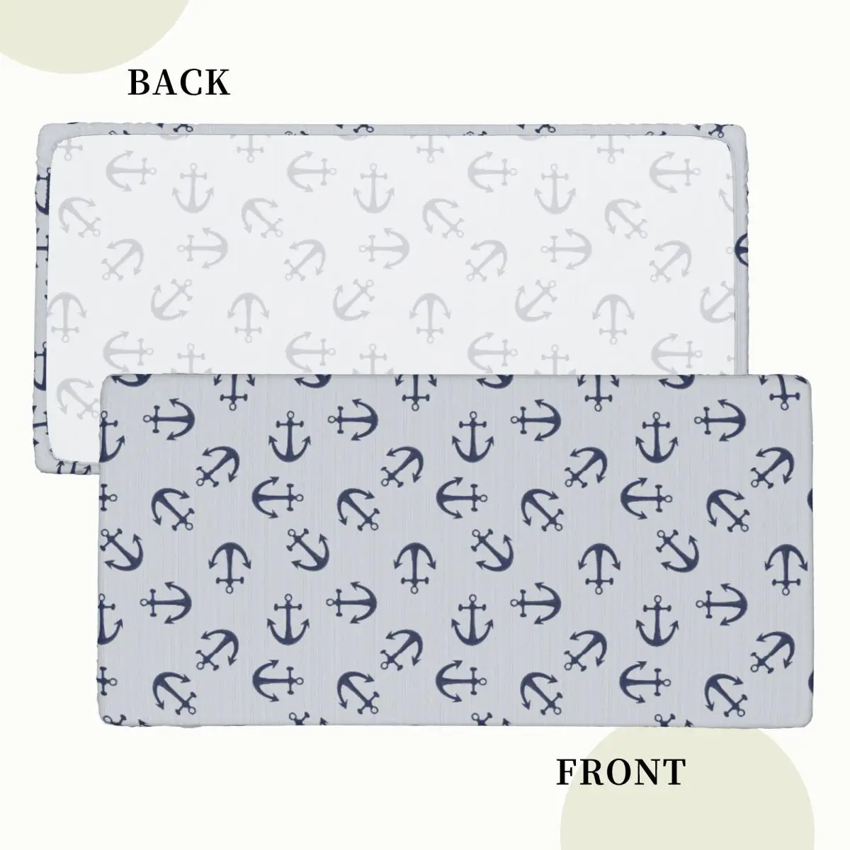 Maritime Of Blue Anchors On Light Gray Custom Rectangular Tablecloth Waterproof Table Cover for Dining Events Table Cloth