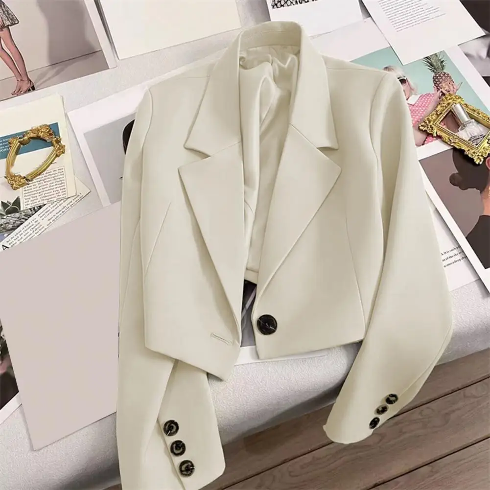 

Casual Business Style Suit Coat Solid Color Suit Coat Elegant Women's Lapel Suit Coat with Single Button Closure Long for Casual