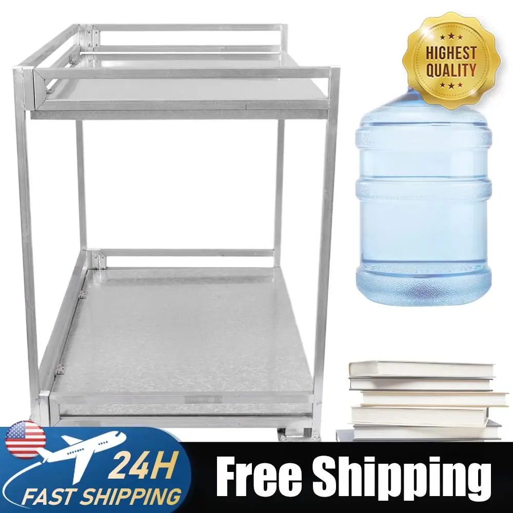 

Двухуровневая сервисная тележка коммерческого класса, металлическая, на колесах, грузоподъемность 300 кг, с ручкой, для продуктов и склада