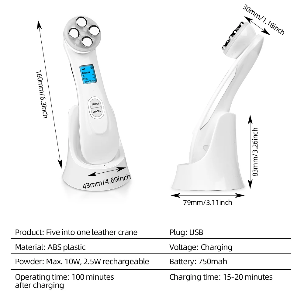 5 In1 RF EMS Electroporation Led Photon Light Therapy Beauty Device Anti Aging Face Lifting Tightening Eye Care Facial Massager