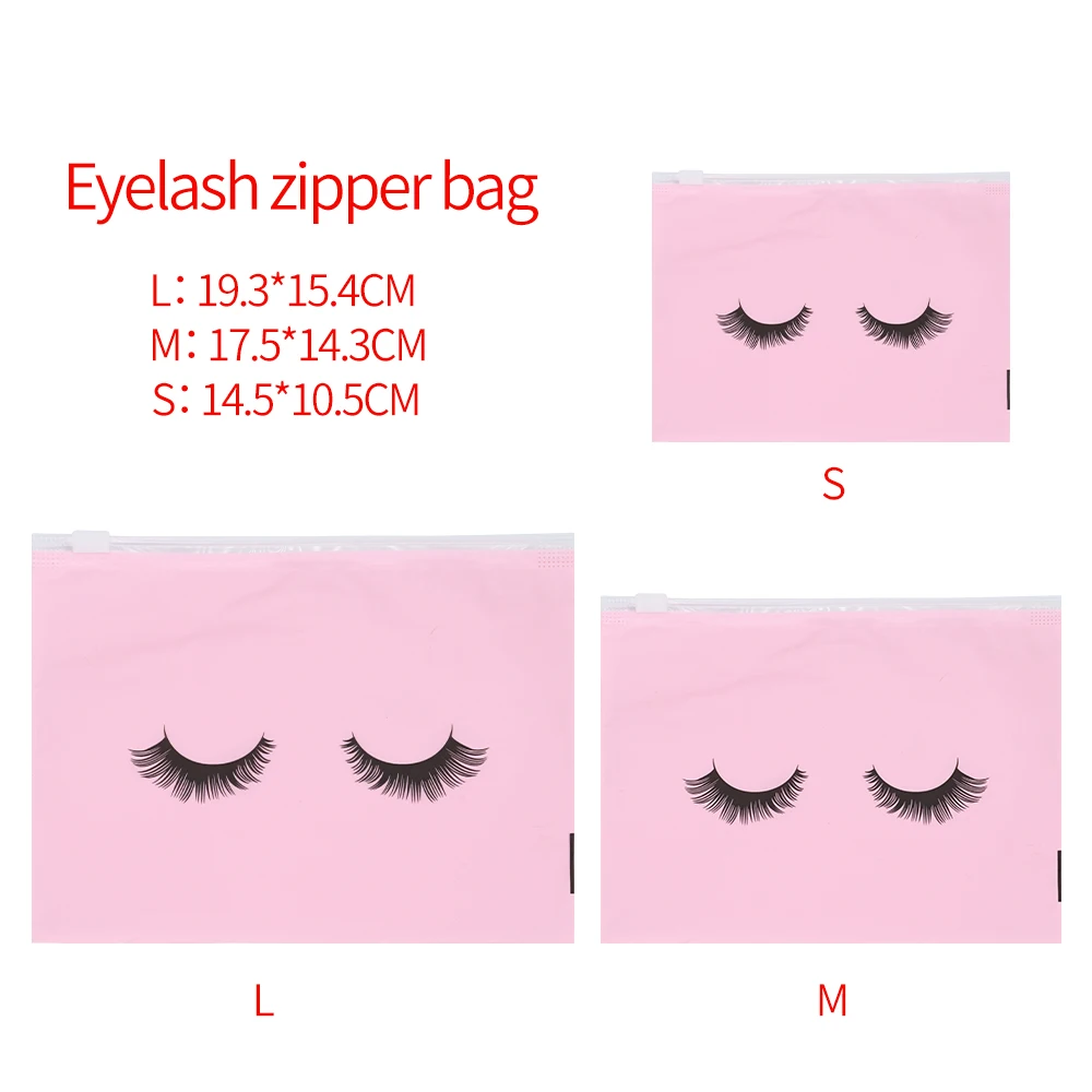 50PCS Eyelash Aftercare Bags Waterproof Lashes Extension Zipper Organizer Plastic Reusable Travel Makeup Tools Pouch Wholesale