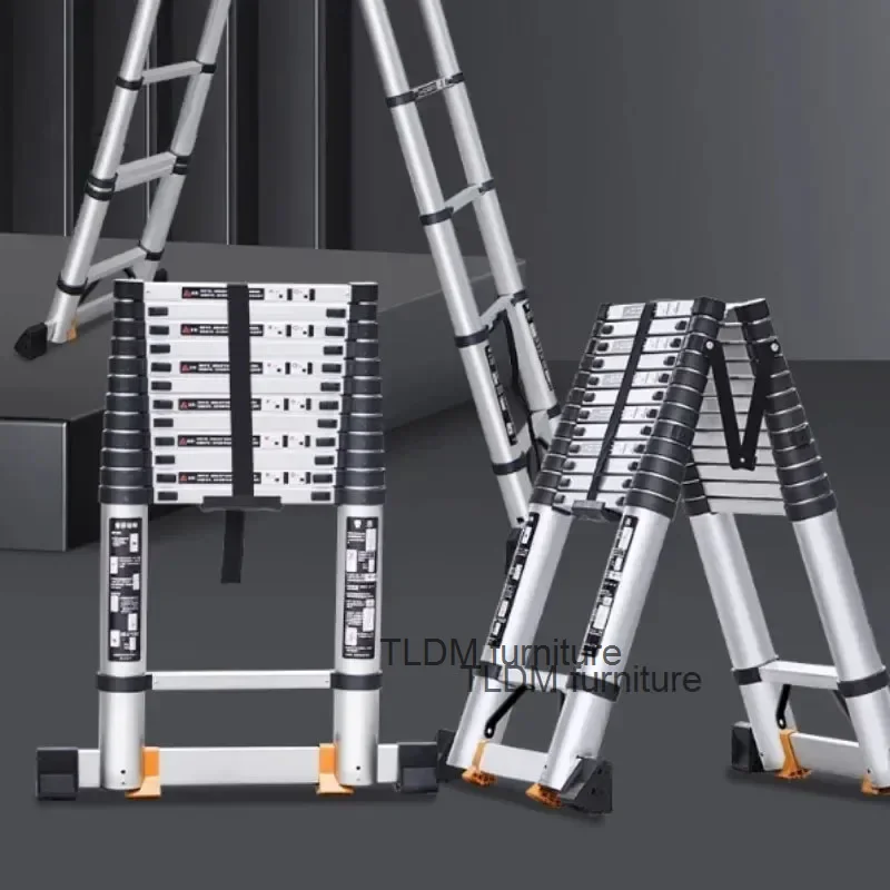 Multi-functional Ladder Household Folding Thickened Aluminum Alloy Telescopic Ladders Herringbone Stairs Engineering Ladder T