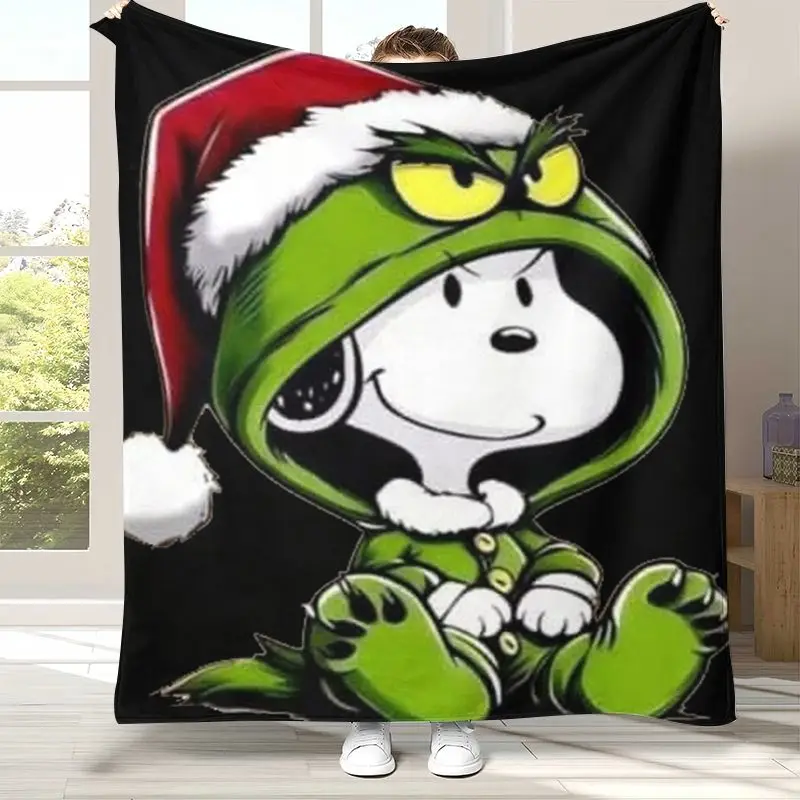 Kawaii S-Snoopys Dog Cartoon Soft Flannel Throw Blanket,Cozy Warm Blanket for Bed,Sofa,Living Room,Picnic,Home Decor,Gift