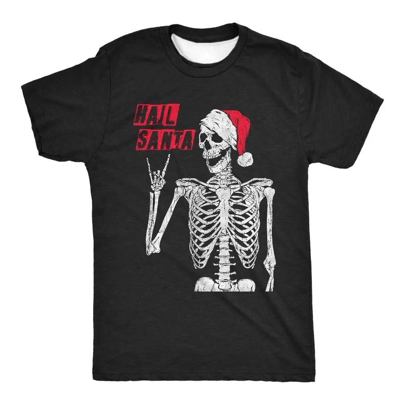 

Мужская футболка с Санта-Клаусом, забавная футболка с черепом и металлическими углами, мужская высококачественная модная одежда