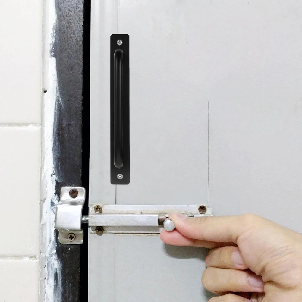 

4set 4 Set Aluminum Door Handle Black Sliding Closet Pull Plate Barn Hardware Durable Alloy Easy Installation Indoor Outdoor