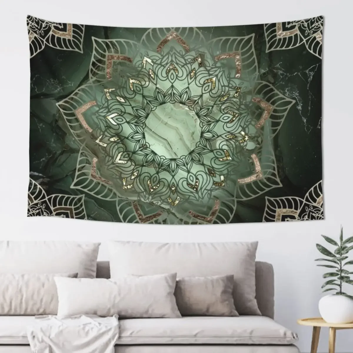 

Silver green mandala Tapestry Wall Decor Hanging Wall Decorations Tapestry