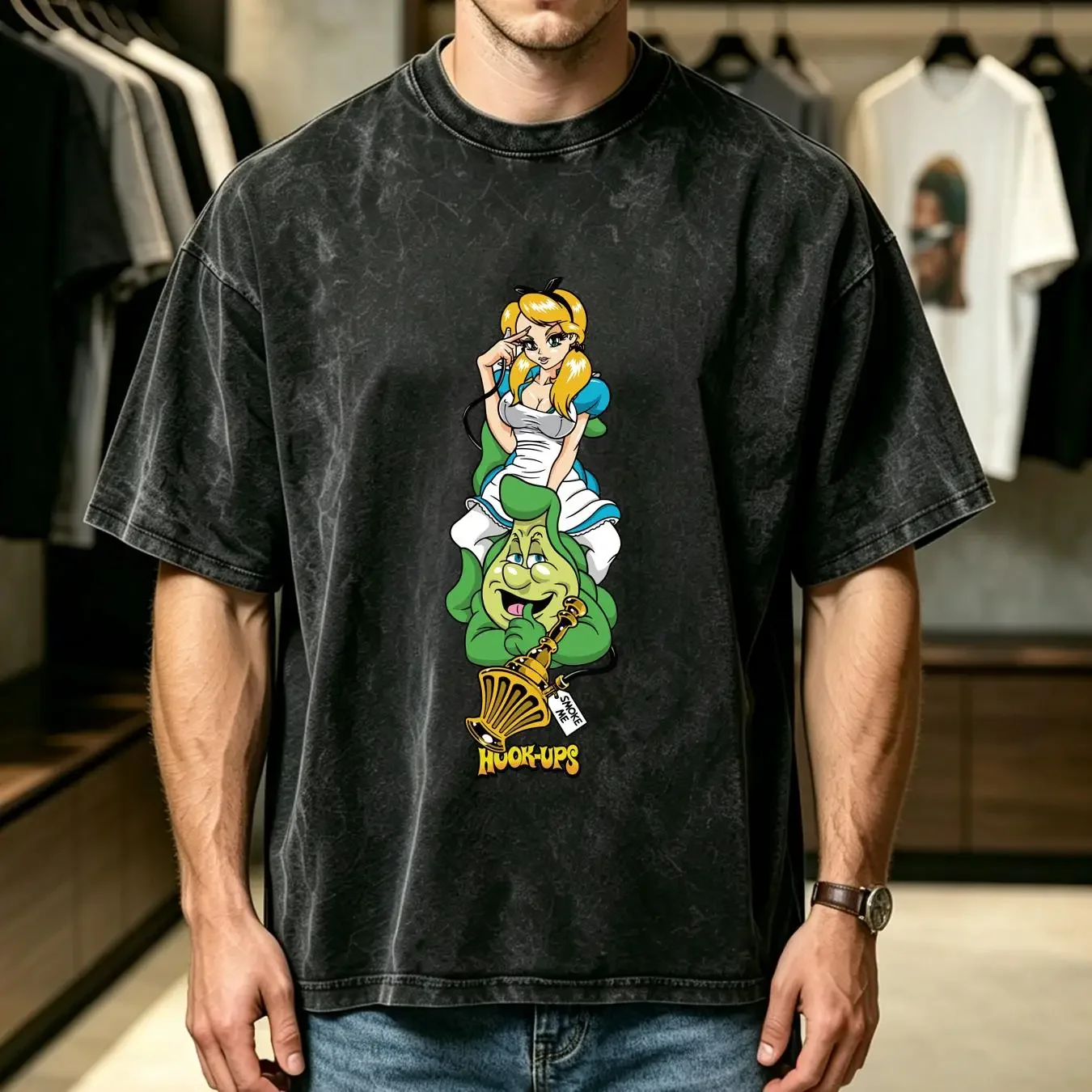 washed T Shirt Hookups Skateboard Alison's Wonderland Smoke Me M L XL 2XL vintage Washed Stylish streetwear designer clothes