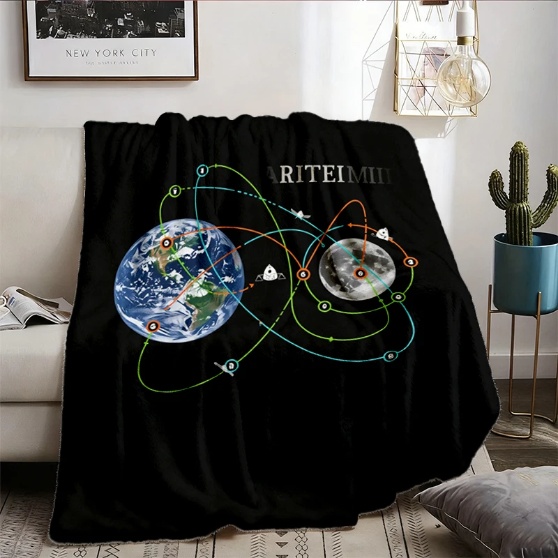 Artemis II 2026 Rocket Launch Flannel Blanket, Future Moon Mission Flannel Throw, Space Exploration Cozy Blanket