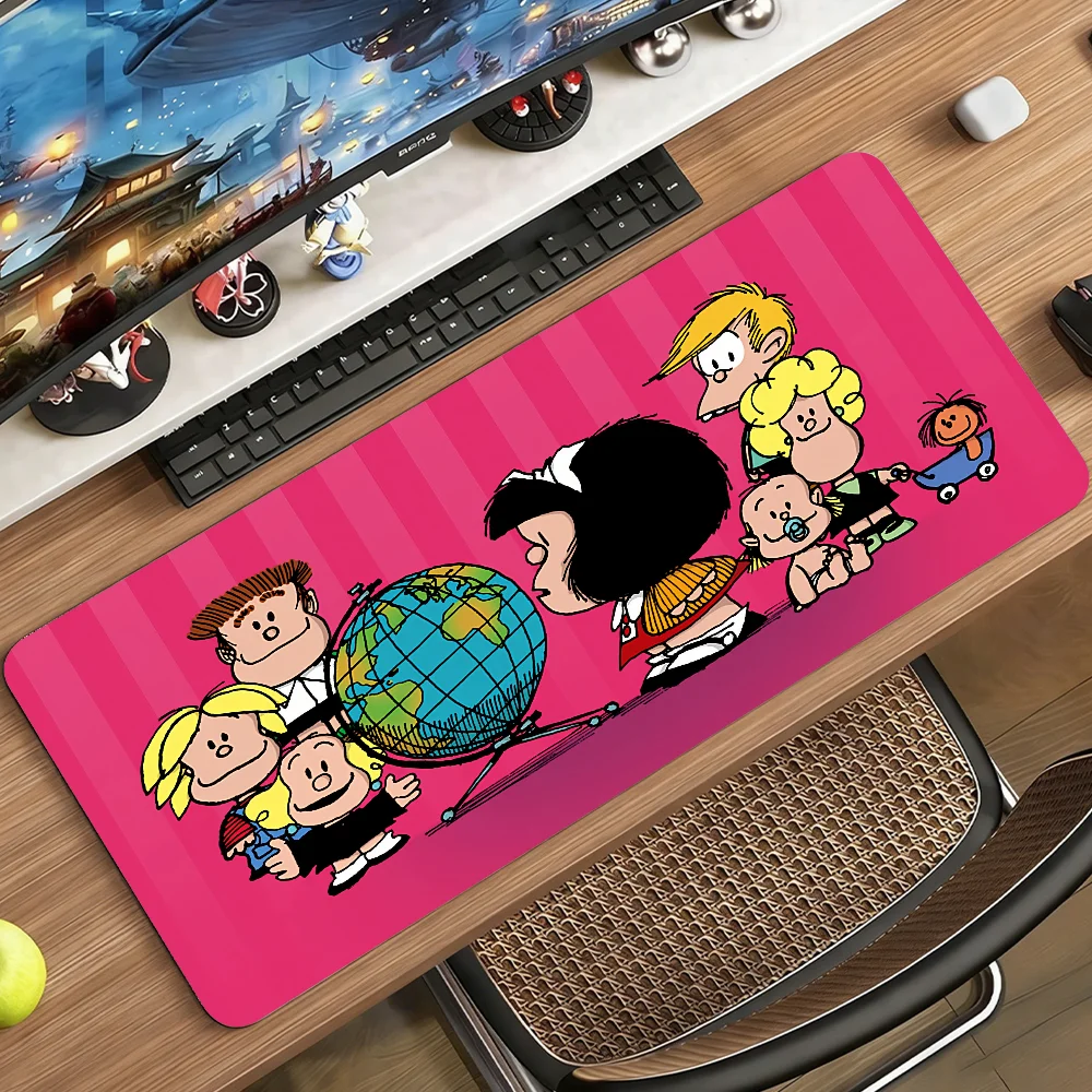 Alfombrilla de Ratón con Diseño de Mafalda, Grande, Antideslizante, Impermeable, con Borde Cosido, para Juegos, Oficina y Uso Diario