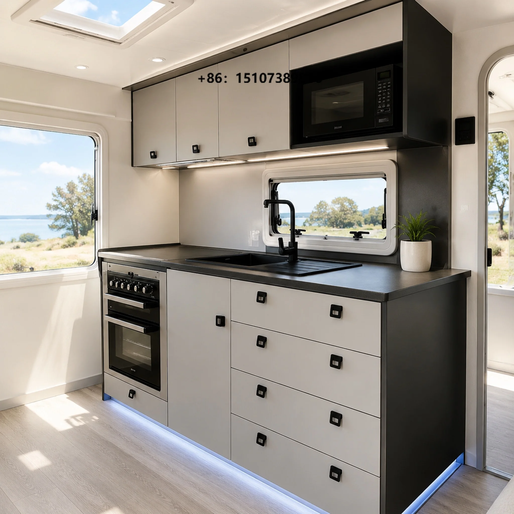 Custom Size RV Kitchen Cabinet Durable Aluminum Modular Storage for Camper Van Travel Trailer Interior Parts