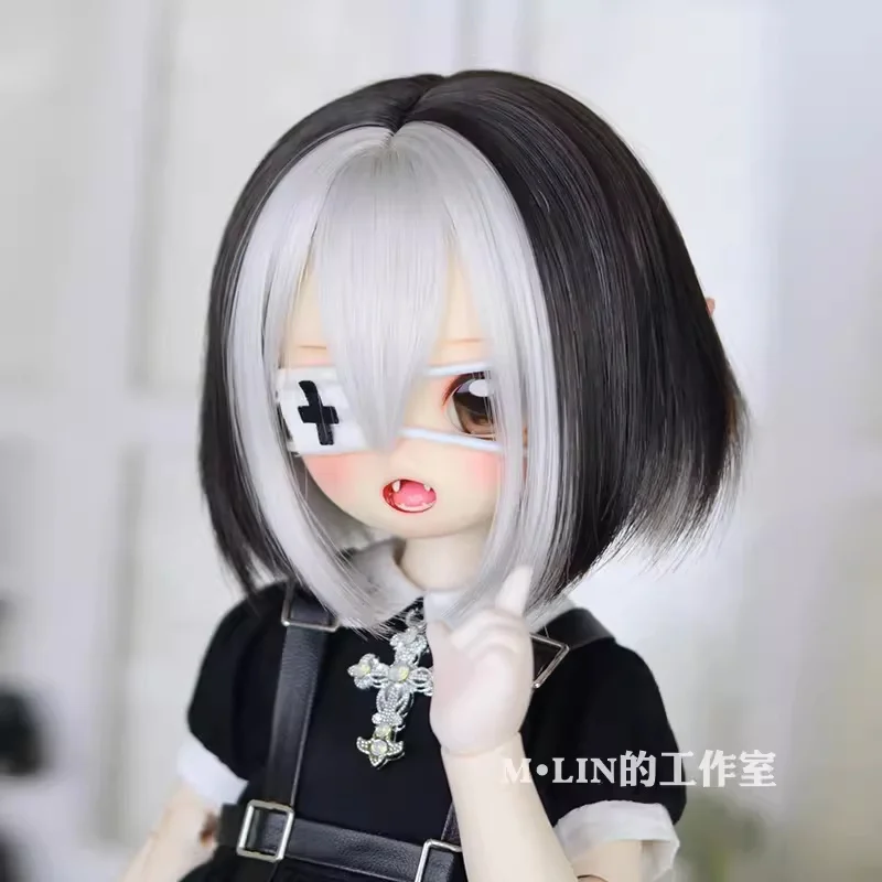 Perucas de boneca bjd, cabelo curto de alta temperatura para 1/3 1/4 msd mdd, acessórios de cabelo para meninas, presente diy